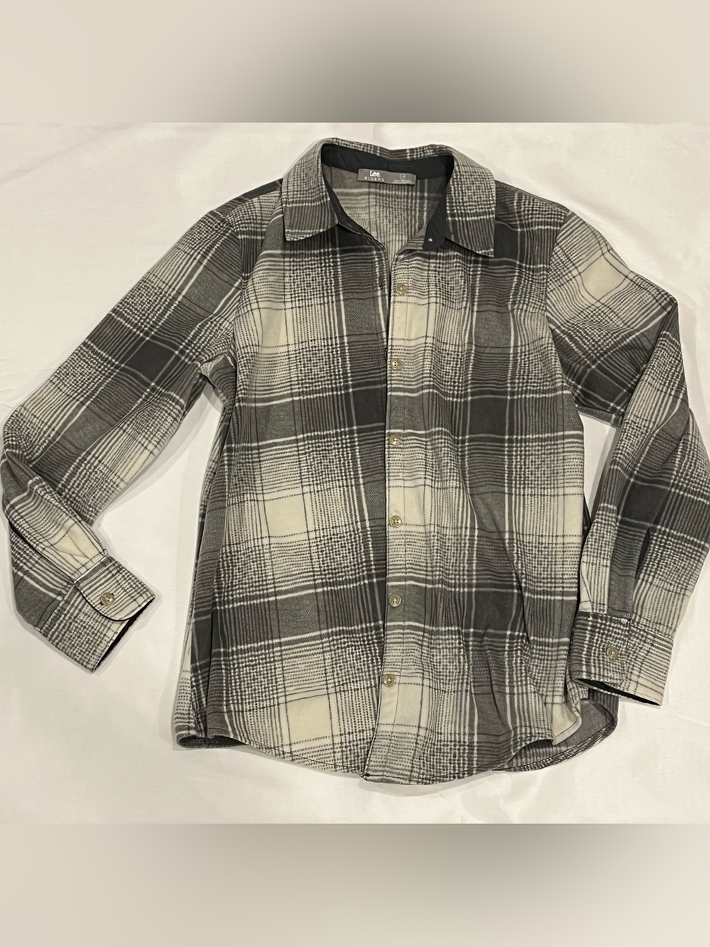 Lee unisex Gray & Cream Plaid Button-Down Shirt